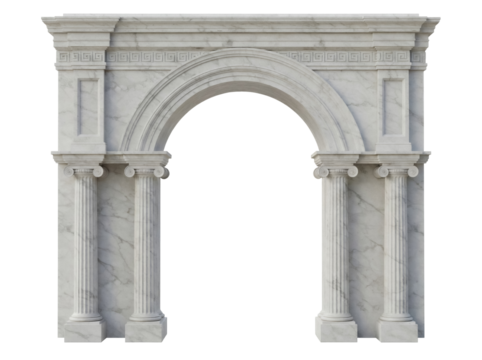 Elegant marble archway PNG isolated on transparent background, architectural element for design projects and historical presentations