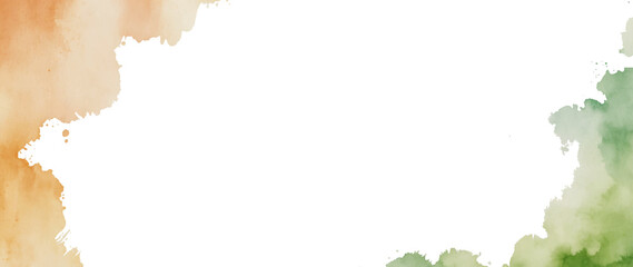 Watercolor frame border in Indian flag colors with copy space: republic, independence, tricolor, copyspace, template, watercolor, background, png