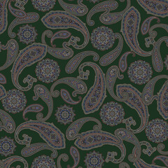 Elegant, seamlessly continuous paisley pattern,
