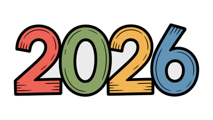 Vibrant 2026: A colorful and eye-catching graphic design presenting the year 2026, perfect for representing future planning and goals.
