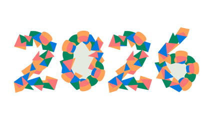 Fototapeta premium Vibrant 2026: A visually striking artistic rendition of the year 2026, composed of colorful geometric shapes arranged creatively, symbolizing the future and innovation.