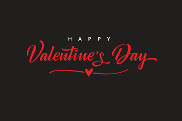 Happy Valentines Black Background Text Design, Valentines Text Background Vector For Print.