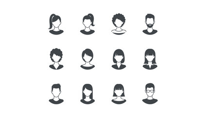 Fototapeta premium Avatar Profile Icon Set. Collection of Diverse Male and Female User Faces for Social Media, Networking, and Business Applications. Vector Illustration.