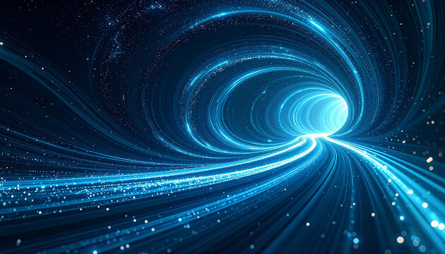 青い渦巻きトンネルに吸い込まれる視点