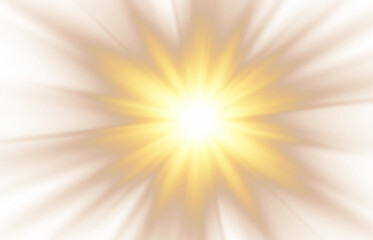 Obraz premium Soft, fluffy golden sun with glowing light rays and warm radiant shine. Transparent PNG ideal for overlays, decoration, and bright design effects.