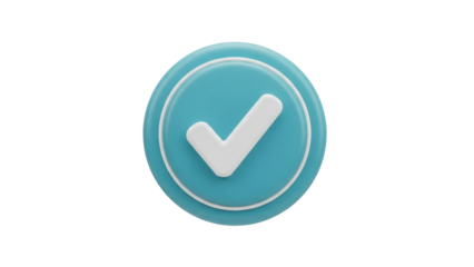 3D icon verified checkmark badge, isolated on white background ()