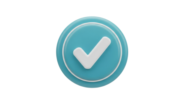 3D icon verified checkmark badge, isolated on white background ()