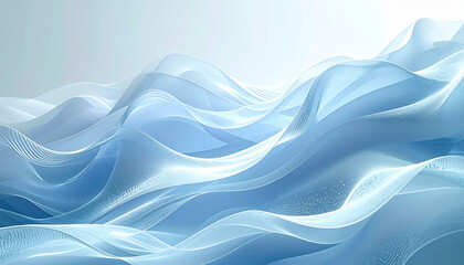 Fototapeta premium 青い波の重なりが作る奥行きのある抽象背景