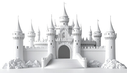 Obraz premium Architectural illustration of a church, castle isolated on white background