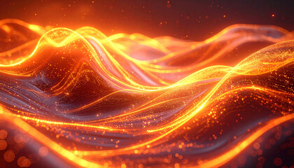 黄金とオレンジの光が織りなす柔らかな波の背景