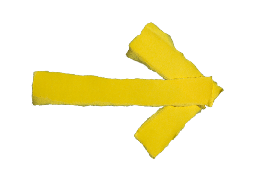 Yellow torn paper arrow element PNG
