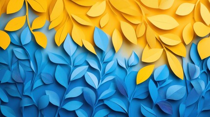 Ukraine, flag, yellow, blue, yellow-blue, papercut, rose petals, abstract beautiful background, paper, paper cutout, wave, vector, illustration, background, 