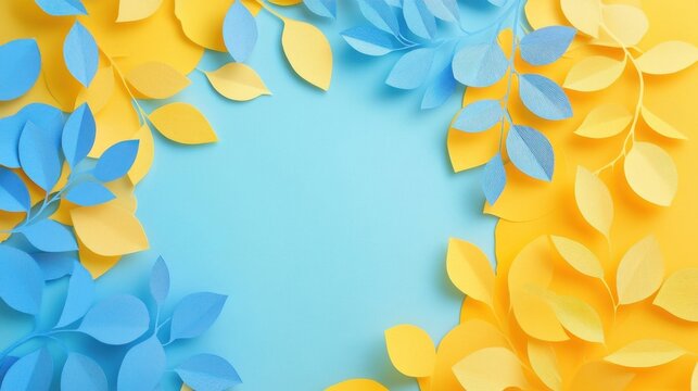 Ukraine, flag, yellow, blue, yellow-blue, papercut, rose petals, abstract beautiful background, paper, paper cutout, wave, vector, illustration, background,  - Powered by Adobe