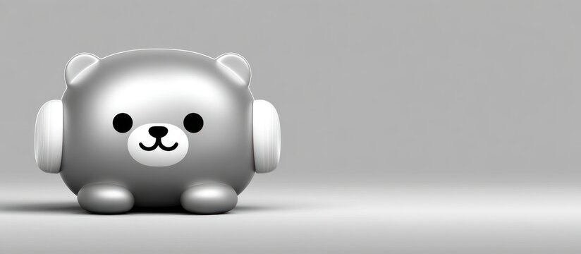 Cute 3D Rendered Silver Bear Toy.