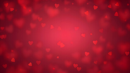 Romantic red hearts bokeh background for Valentine's Day or love themed designs celebrations