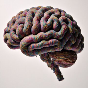 Assembled human brain from hand-knitted threads