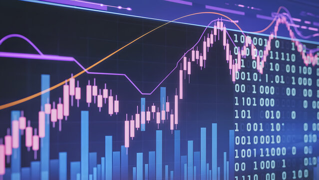 Dynamic financial chart showing business analysis and stock market data for investment decisions online