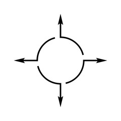 The semicircular arrows form a circle pointing in different sides and opposite directions. Vector illustration. 