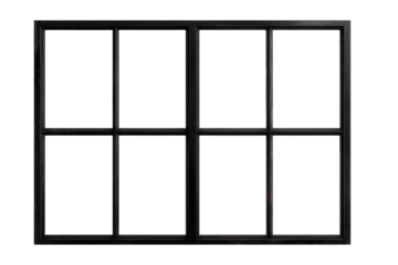Elegant black window frame showcasing classic design with six panes, highlighting craftsmanship