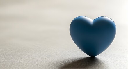 Minimalist blue heart on a textured gray surface with soft lighting for human trafficking awareness concept and protecting vulnerable people