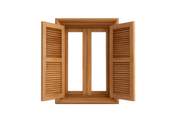 Wooden shutters open wide, showcasing classic design that enhances any space