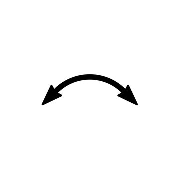 Dual semi circle arrow. Vector illustration. Semicircular curved thin long double ended arrow.