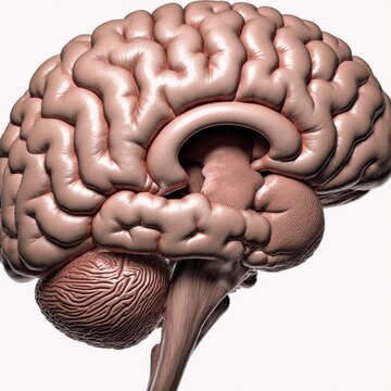 Cool Anatomical detail of the human brain with focus on cerebral cortex and cerebellum in isolation against a white background