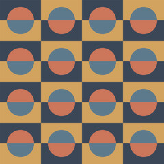 Semi circles pattern. Seamless geometric pattern of semicircles and squares.
