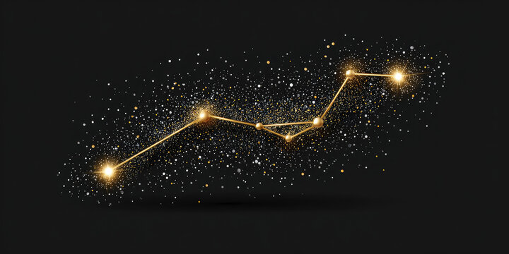 A cosmic scene featuring a network of glowing stars connected by lines against a dark background. The image represents the vastness of space and celestial connections.
