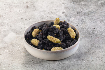 Ripe sweet juicy black and white mullberry