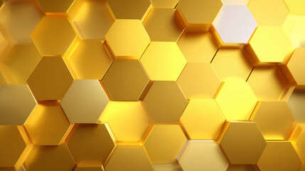 A looping golden geometric hexagon pattern serving as a sleek corporate technology backdrop.