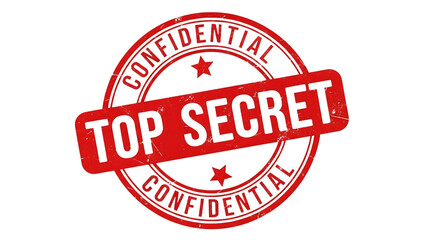 Red top secret confidential stamp emblem isolated on transparent background
