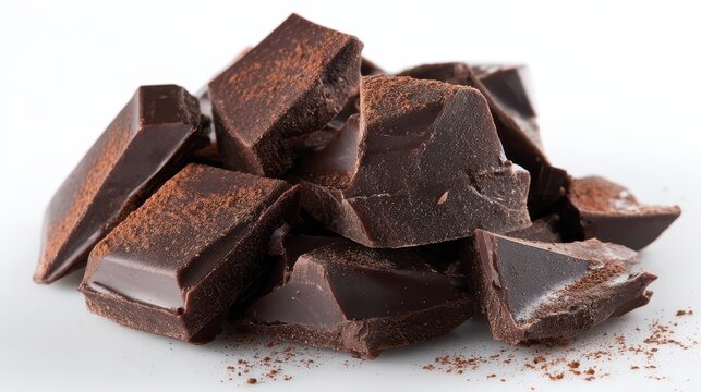 Elegant display of dark chocolate shards for a premium dessert photograph