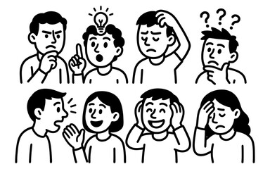 Diverse expressions of thought and emotion in cartoon style