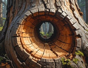 Majestic tunnel tree in the sequoia forest, creating a portal to another world