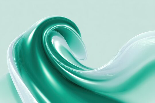 Emerald green abstract wave background with flowing glassy highlights