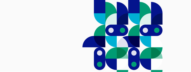 Abstract geometric shapes, blue, teal, gray. Minimalist design with repeating patterns. Clean aesthetic, modern feel. Simple composition.