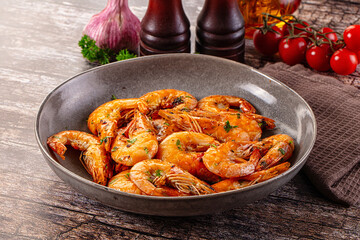Delicous roasted tiger prawn snack