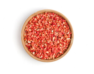 a bowl of freeze-dried strawberry chunks