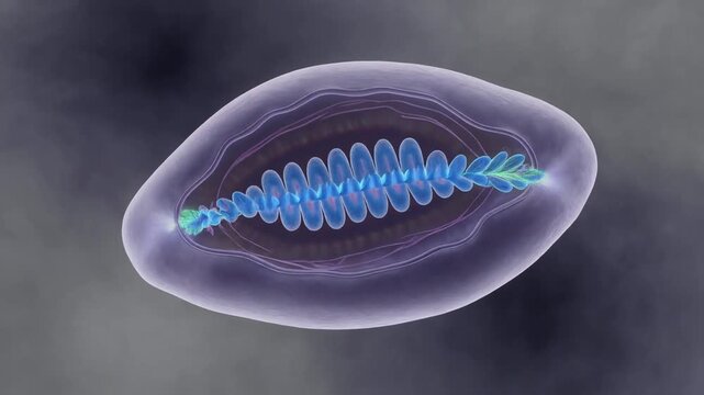 Detailed Visualization of Monkeypox Virus Structure and Genetic Material.