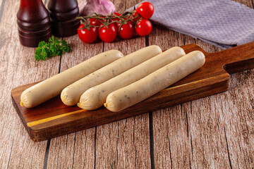 Raw white German veal sausages