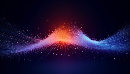 Abstract digital big data background, fiber optic network lines. Data flow visualization concept.