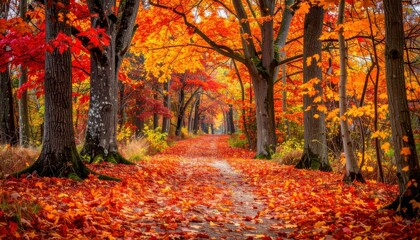 Fototapeta premium Autumn Forest Path. (1)