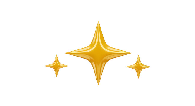 Shiny golden four-pointed star emoji icons, clean and bright, isolated symbol