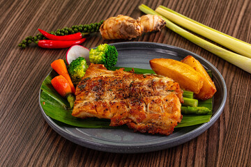 Gourmet asian Grilled crocodile steak