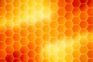 Abstract orange yellow gradient background with subtle translucent honeycomb hexagonal pattern illustration