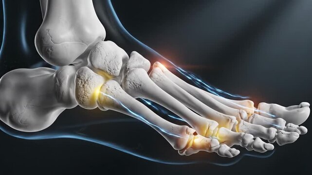 Medical Animation of Human Tarsal Bones with Glowing Highlights