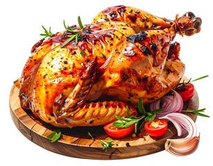 Roasted chicken with herbs and vegetables, perfect for holiday gatherings and celebrations