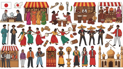 Global Cultures And Diverse Traditions Illustration Collage