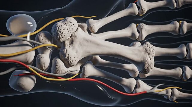 3D Medical Animation of Human Hamate Bone with Nerves and Blood Vessels